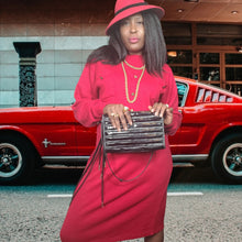 Load image into Gallery viewer, 80s Vintage Red Sweater Dress Claire Thomson Size L
