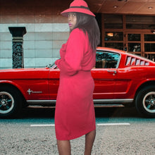 Load image into Gallery viewer, 80s Vintage Red Sweater Dress Claire Thomson Size L