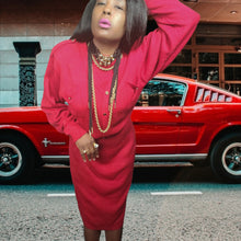 Load image into Gallery viewer, 80s Vintage Red Sweater Dress Claire Thomson Size L