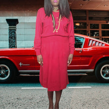 Load image into Gallery viewer, 80s Vintage Red Sweater Dress Claire Thomson Size L