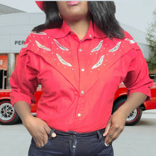 Load image into Gallery viewer, 70s Snap Button Cow Girl Shirt