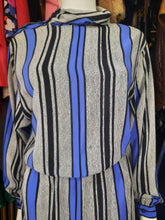 Load image into Gallery viewer, Vintage Blue Silk Stripe Blousan Dress Size L