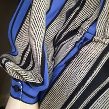 Load image into Gallery viewer, Vintage Blue Silk Stripe Blousan Dress Size L