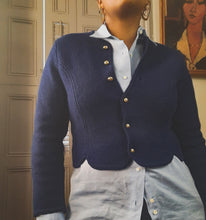 Load image into Gallery viewer, Tally-Ho Vintage Navy Wool Cardigan size M