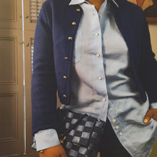 Load image into Gallery viewer, Tally-Ho Vintage Navy Wool Cardigan size M