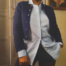 Load image into Gallery viewer, Tally-Ho Vintage Navy Wool Cardigan size M