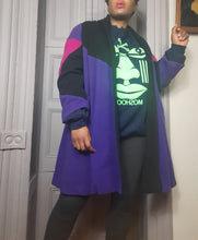 Load image into Gallery viewer, Gallery Colorblock Wool Blanket Swing Coat size L/XL