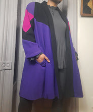 Load image into Gallery viewer, Gallery Colorblock Wool Blanket Swing Coat size L/XL