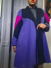 Load image into Gallery viewer, Gallery Colorblock Wool Blanket Swing Coat size L/XL