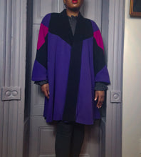 Load image into Gallery viewer, Gallery Colorblock Wool Blanket Swing Coat size L/XL