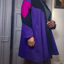 Load image into Gallery viewer, Gallery Colorblock Wool Blanket Swing Coat size L/XL