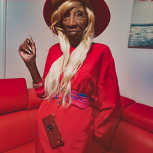 Load image into Gallery viewer, Place Elegante for Bloomingdales Red Silk Leaf Jacquard Blouse Size M