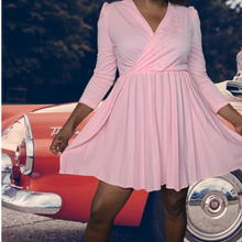 Load image into Gallery viewer, 70s Pink Cocktail Mini Dress With Pleats Size M
