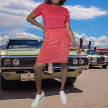 Load image into Gallery viewer, 80s Red Suede Pencil Skirt Size L