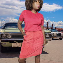 Load image into Gallery viewer, 80s Red Suede Pencil Skirt Size L