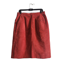 Load image into Gallery viewer, 80s Red Suede Pencil Skirt Size L