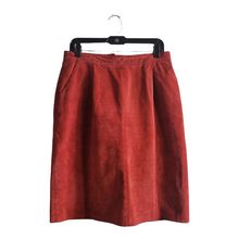 Load image into Gallery viewer, 80s Red Suede Pencil Skirt Size L