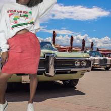 Load image into Gallery viewer, 80s Red Suede Pencil Skirt Size L