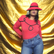 Load image into Gallery viewer, 90s Vintage Chaus Red and Black Rope Sweater Size M