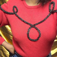 Load image into Gallery viewer, 90s Vintage Chaus Red and Black Rope Sweater Size M