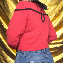 Load image into Gallery viewer, 90s Vintage Chaus Red and Black Rope Sweater Size M