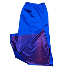 Load image into Gallery viewer, 80s Vintage Designer A.J Bari Blue Satin Maxi Skirt
