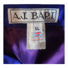 Load image into Gallery viewer, 80s Vintage Designer A.J Bari Blue Satin Maxi Skirt