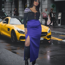 Load image into Gallery viewer, 80s Vintage Designer A.J Bari Blue Satin Maxi Skirt