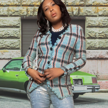 Load image into Gallery viewer, 70s Vintage Plaid Blazer Adolfo Blazer Size M