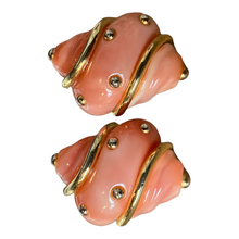 Load image into Gallery viewer, Vintage Coral Resin Shell Earrings (KJL?) unsigned