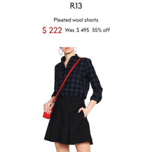 Load image into Gallery viewer, R13 Pleated Wool High Waist Black Shorts Size 30