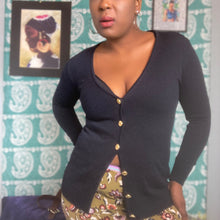 Load image into Gallery viewer, Vintage 1990s Donna Karan New York Navy Blue Gold Button Cardigan sz.S