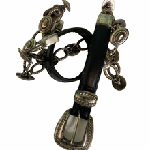 Load image into Gallery viewer, Vintage Leather and Sterling Silver Belt Size M