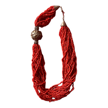 Load image into Gallery viewer, Faux Red Coral Seed Multi Strand Necklace
