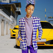 Load image into Gallery viewer, 70s Evan Picone Blue Houndstooth Blazer Size 4