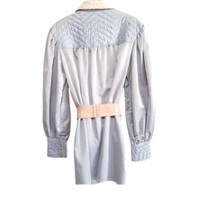 Load image into Gallery viewer, Pajama Dress House Shirt Silky Moire Dress Blouse sz. L