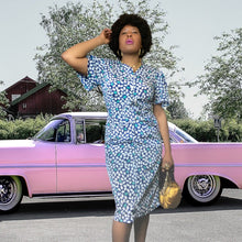 Load image into Gallery viewer, Laine Seedy Wiggle Dress Midi Dress with Flutter Sleeves Size M