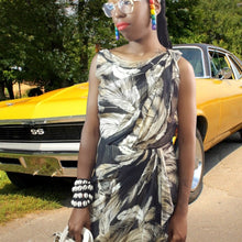 Load image into Gallery viewer, Diane von Furstenberg Etched Feather Print Silk Dress Size 4