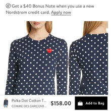 Load image into Gallery viewer, Commes des Garçons Play Polka Dot L/S Cotton Tee Size XXL