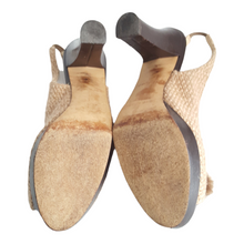 Load image into Gallery viewer, Kate Spade New York Tweed Slingback Peeptoe With Mink Bow Heels size 7.5