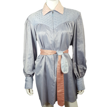 Load image into Gallery viewer, Pajama Dress House Shirt Silky Moire Dress Blouse sz. L