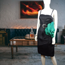 Load image into Gallery viewer, 1960s Silk Chiffon Short Draped Cocktail Dress Large Floret Silk Tafetta, sz S