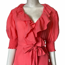 Load image into Gallery viewer, J Crew Balloon Sleeve Ruffle Wrap Dress Size Small