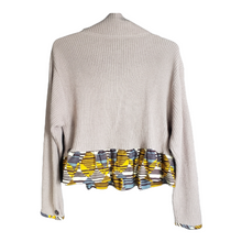 Load image into Gallery viewer, African Fabric Trim Cowl Neck Sweater Size L