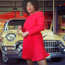 Load image into Gallery viewer, Scaasi Bergdorf Goodman Red Pleated Dress Size S