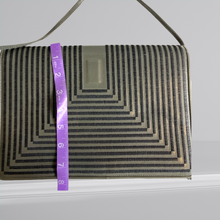 Load image into Gallery viewer, 80s Grey Leather Shoulder Bag With Satin Stich Geometric Flap - Jay Herbert New York