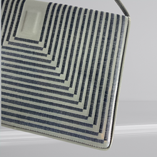 Load image into Gallery viewer, 80s Grey Leather Shoulder Bag With Satin Stich Geometric Flap - Jay Herbert New York