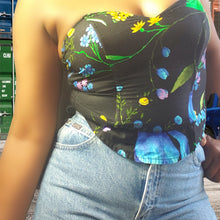 Load image into Gallery viewer, Black Floral Sweetheart Bustier Top sz. M