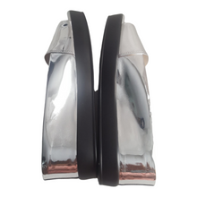 Load image into Gallery viewer, French Connection Silver Mirrored Pepper Slides size 10