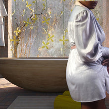 Load image into Gallery viewer, Pajama Dress House Shirt Silky Moire Dress Blouse sz. L